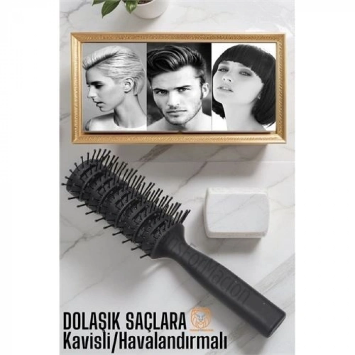 Mey İthalat® Nano Dolaşık Saç Tarağı Kavisli Havalandırmalı 720344