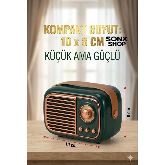 Mey İthalat®  Nostaljik Retro Bluetooth  - FM Radyo, USB ve Bluetooth Kablosuz Hoparlör