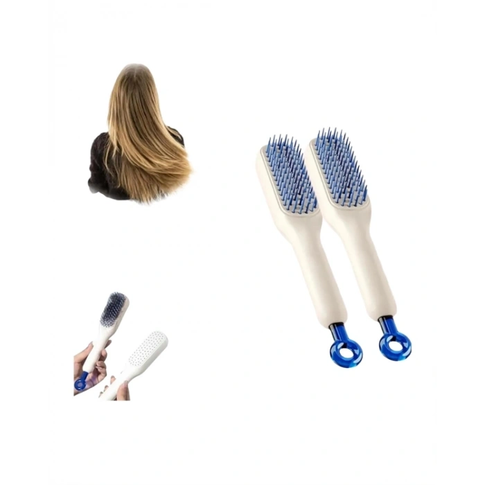 Mey İthalat® Otomatik Temizlenen Ergonomik Saç Tarağı – Masaj Başlıklı