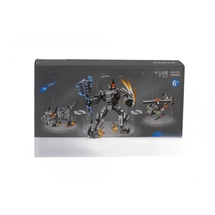 Mey İthalat® P626006-KARMA DÖNÜŞEN ROBOTLAR BLOCK OYUNCAK-KIRMIZI
