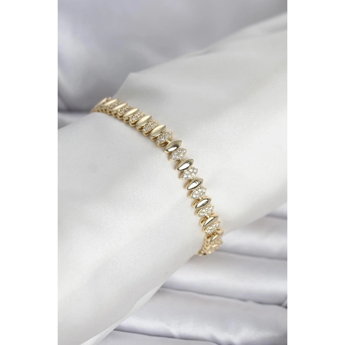 Mey İthalat® Pirinç Gold Renk Arpa Model Kadın Bileklik