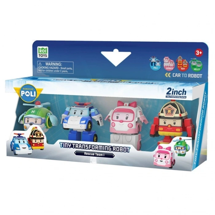 Mey İthalat®  POLI MRT-674 Robocar Poli Mini Transforming Kasabanın Kurtarma Araçları 4lü Set