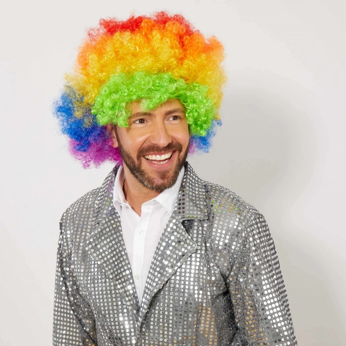 Mey İthalat® Rengarenk Kıvırcık Afro Bonus Peruk