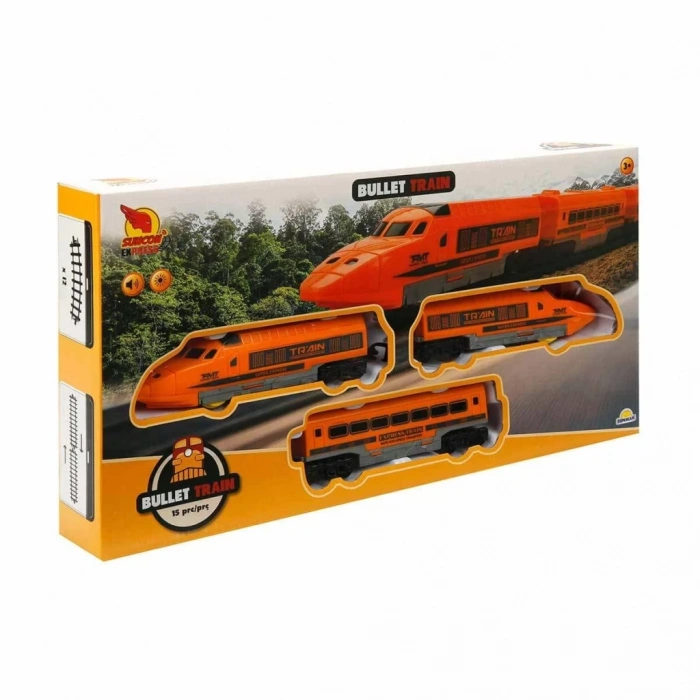 Mey İthalat®  Sesli ve Işıklı Bullet Tren Seti 15 Parça