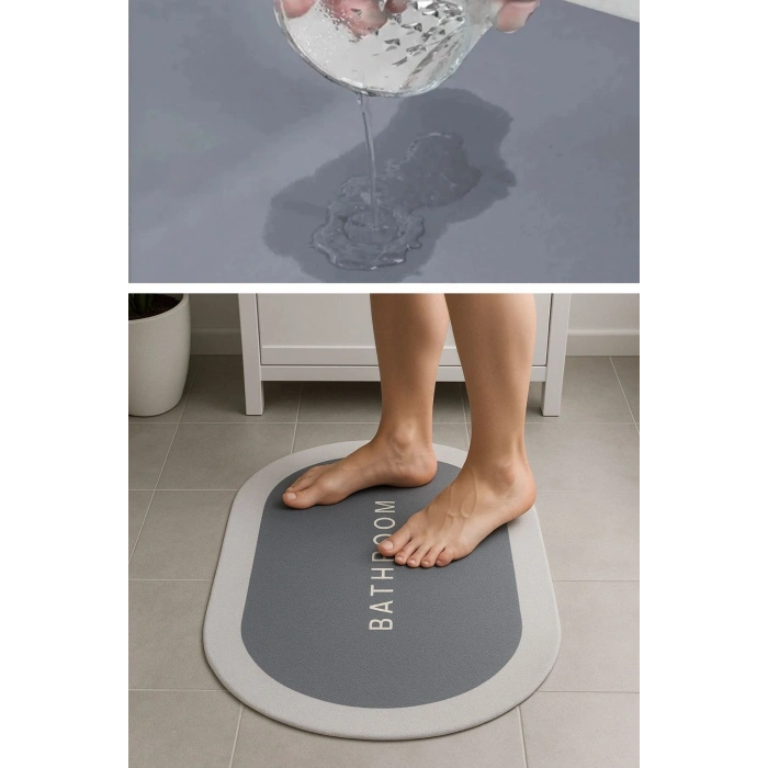 Mey İthalat®  Sihirli Süper Su Emici Kaymaz Tabanlı Oval Paspas 40*60 cm