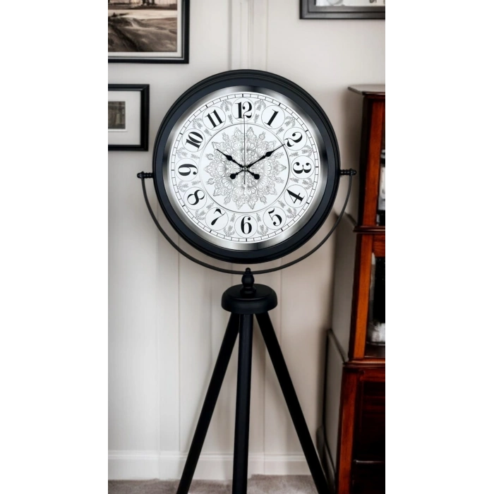 Mey İthalat® Siyah Desenli Şık Tripod Ayaklı Saat