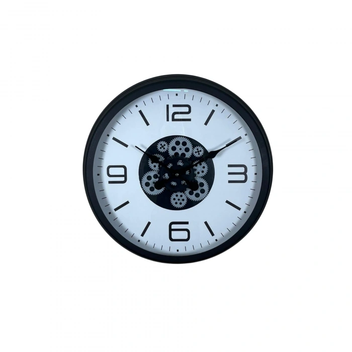 Mey İthalat® Siyah Şık 60 Cm Çarklı Duvar Saati