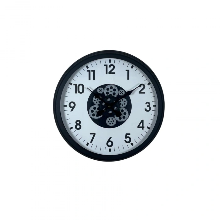 Mey İthalat® Siyah Standart 60 Cm Çarklı Duvar Saati