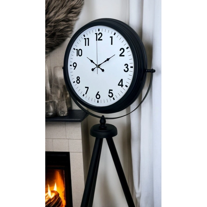 Mey İthalat® Siyah Tripod Ayaklı Dekoratif Saat