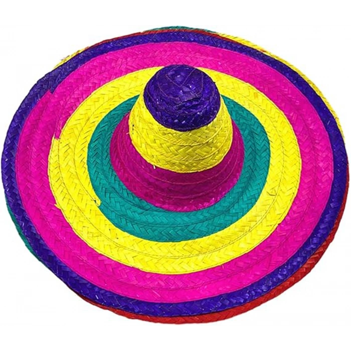 Mey İthalat® Sombrero Meksika Şapkası Renkli Örme Hasır Yetişkin Boy