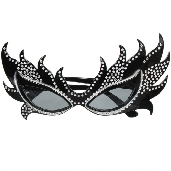 Mey İthalat® Taşlı  Siyah Parti Alev Gözlük
