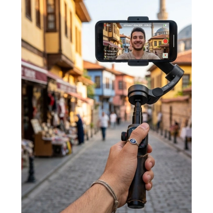 Mey İthalat® Telefon Gimbal Stabilizer Video Sabitleyici Vlog Çekim Aparatı