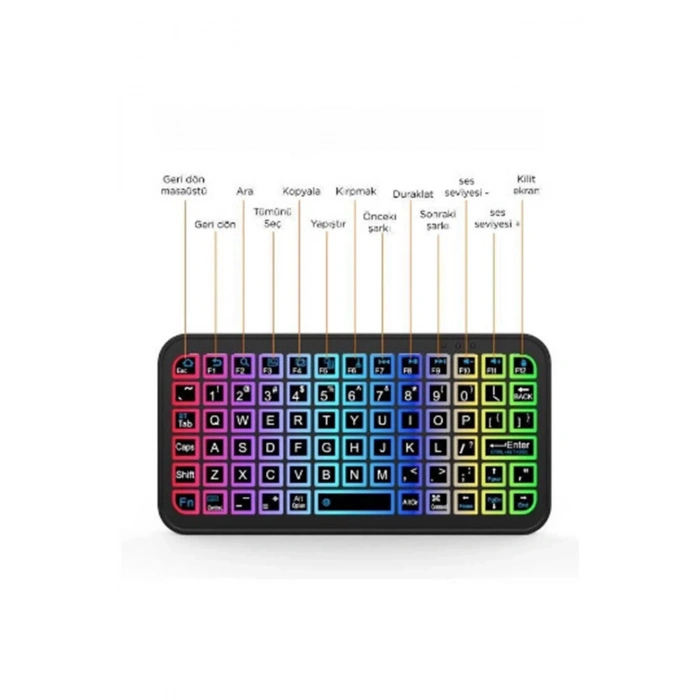 Mini Klavye Smarttv Işıklı Bluetooth Kablosuz Televizyon Ps3 Dizüstü Tabletler Ve Telefonlar İçin