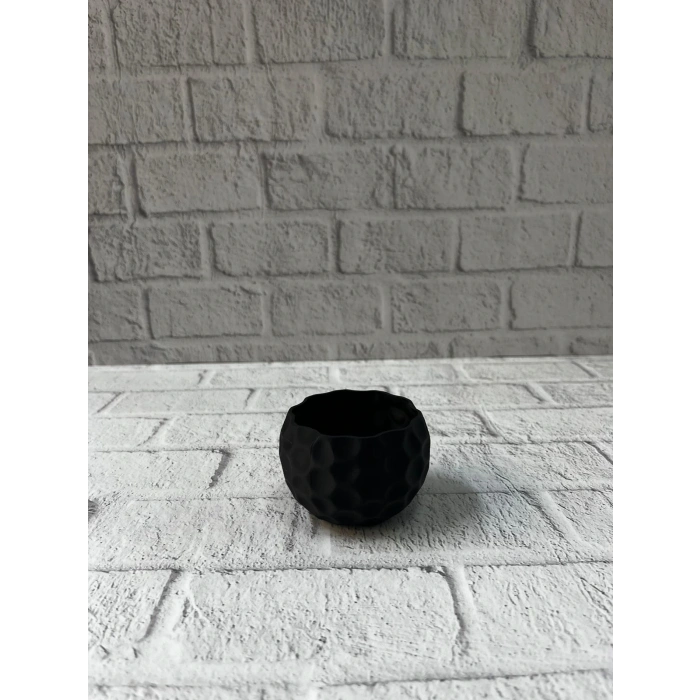 Mey İthalat® Mini Siyah Dekoratif Saksı 5 cm Modern Masaüstü Bitki Saksısı