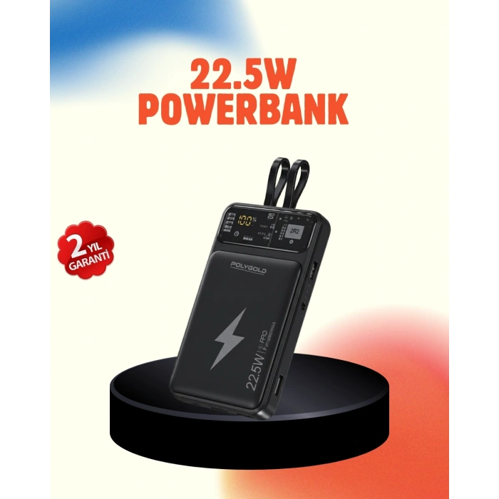 Mey İthalat® Mobil Powerbank 22.5W PD Destekli Hızlı Şarj