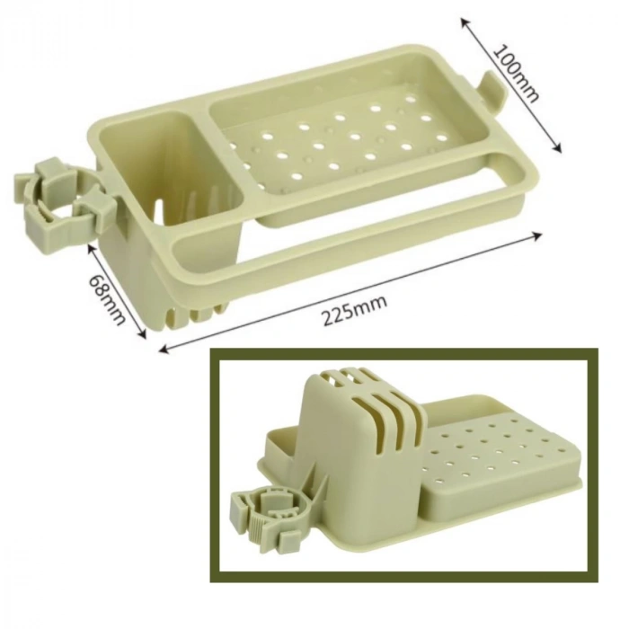 Musluğa Takılan Sünger Havlu Askılı Sabun Hazneli mutfak Banyo Lavabo Düzenleyici Organizer (5047)