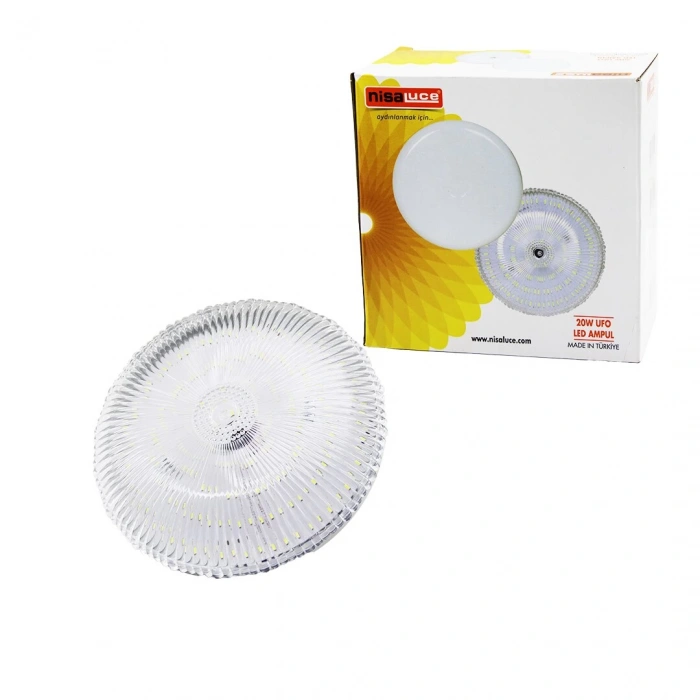 NİSALUCE EAMP-020K/B MİKA KRİSTAL CAMLI 20W UFO LED AMPUL BEYAZ=6500K (5047)