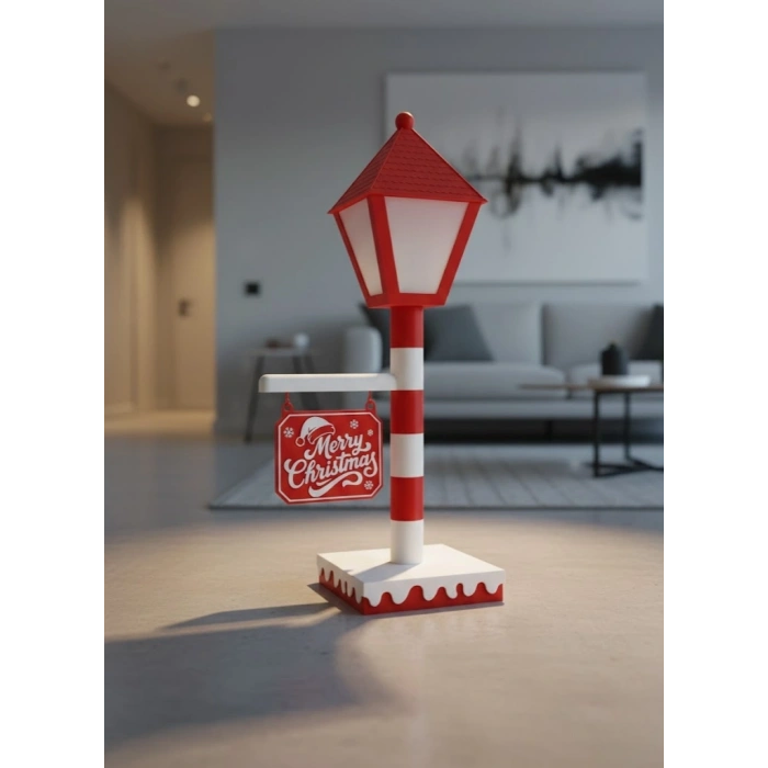 Mey İthalat® Noel Temalı Tabelalı Lamba Dekoratif Aydınlatma Yılbaşı Süsü