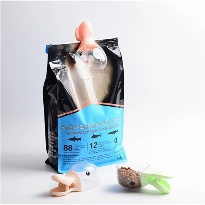 Ördek Tasarımlı Mandallı Tazelik Koruyan Ölçekli Kuru Mama Kaşığı Mama Ölçeği (5047)