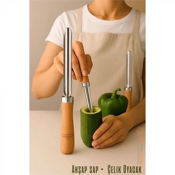 Oyacak - Dolmalık Kabak ve Biber Patlıcan Oyacağı 304 Paslanmaz Çelik