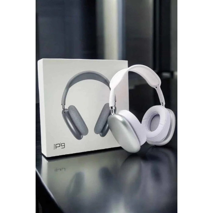 Mey İthalat® P9 Air Max Kablosuz 5.0 Mikrofonlu Bluetooth Kulaklık Beyaz Yüksek Ses Kaliteli