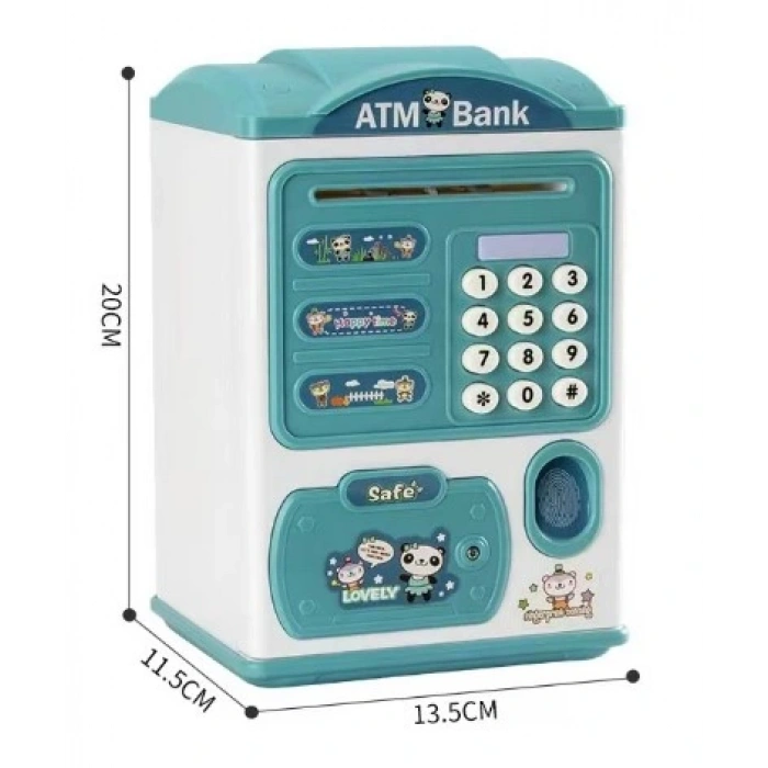 Parmak İzi Görünümlü Elektronik Şifreli Otomatik Kağıt Para Alan ATM Kumbara (5047)