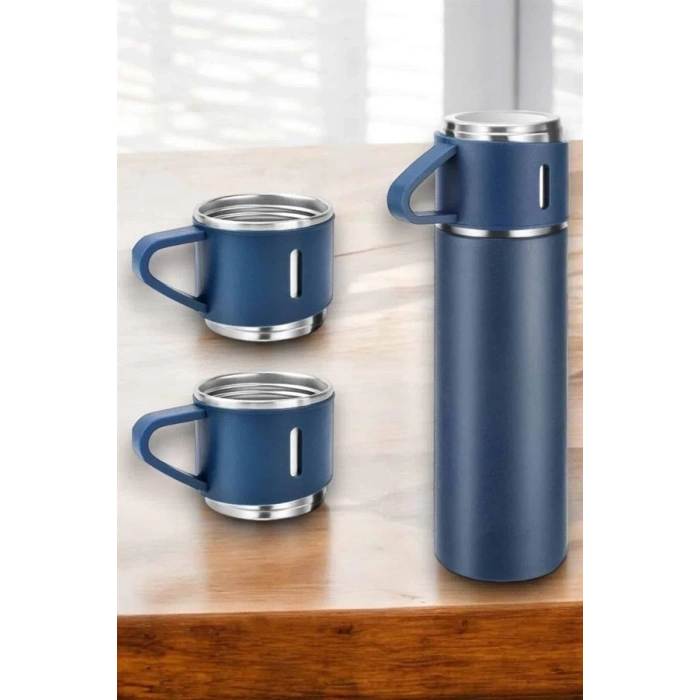 Mey İthalat® Paslanmaz Çelik 3’lü Termos Seti Vakumlu ve 8 Saat Isı Koruma