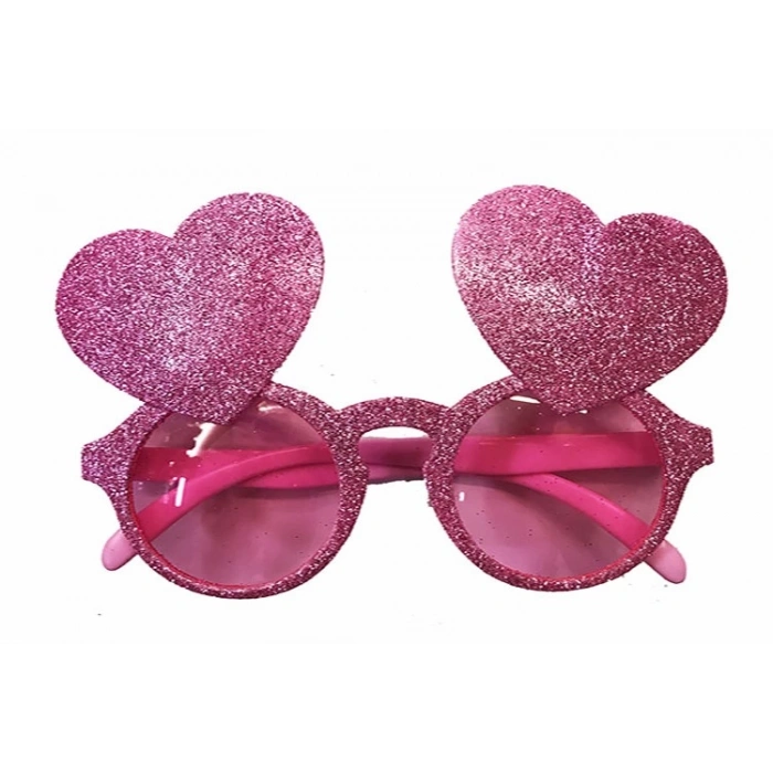 Pembe Renk Sim İşlenmiş Kalp Figürlü Yılbaşı Parti Gözlüğü (5047)