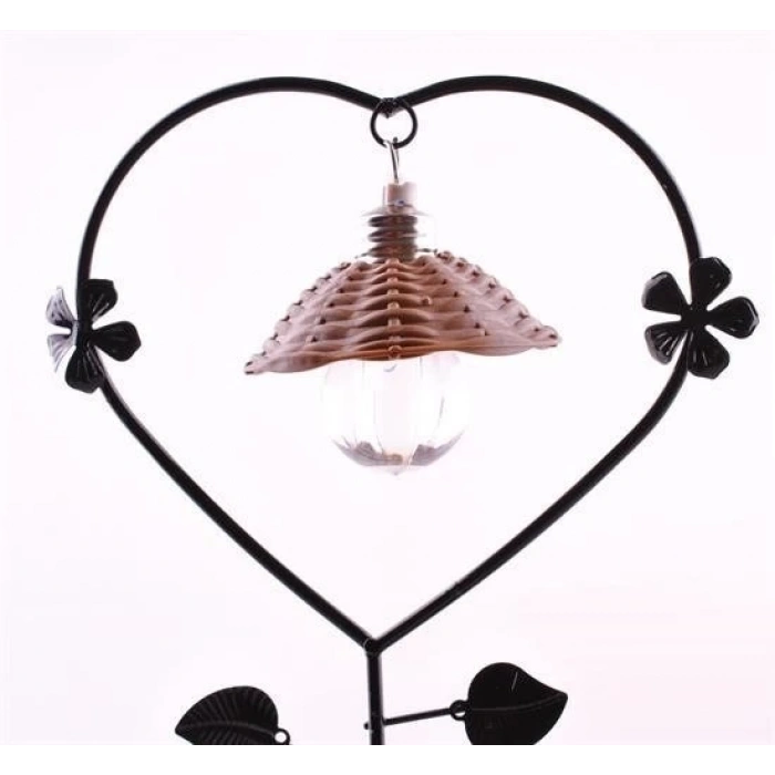 Pilli Işıklı Romantik Çift Tema Büyük Boy Dekoratif Ahşap Biblo