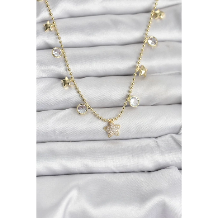 Pirinç Gold Renk Yıldız Model Kadın Kolye