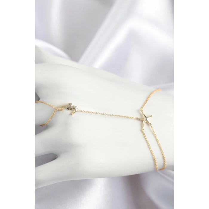 Pirinç Zirkon Taşlı Deniz Atı Ve Yıldız Model Gold Renk Şahmeran