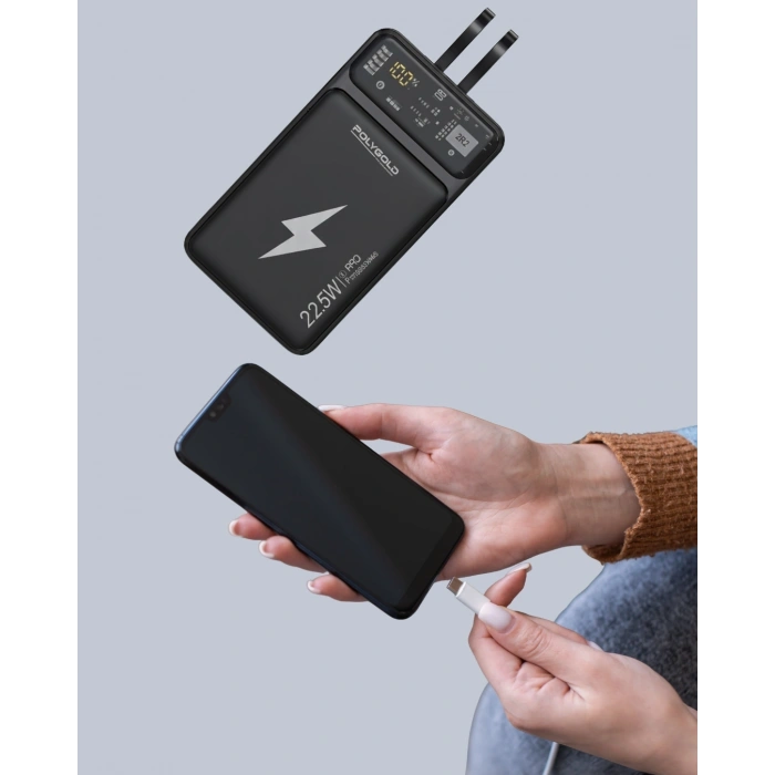 Mey İthalat® Powerbank Dahili Ekranlı 10000 mAh Çift Kablolu