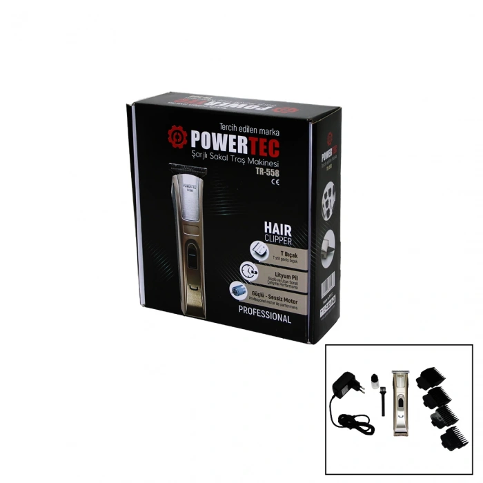 POWERTEC TR-558 ŞARJLI SAÇ SAKAL ENSE ÇİZİM TRAŞ MAKİNESİ T BIÇAK (5047)