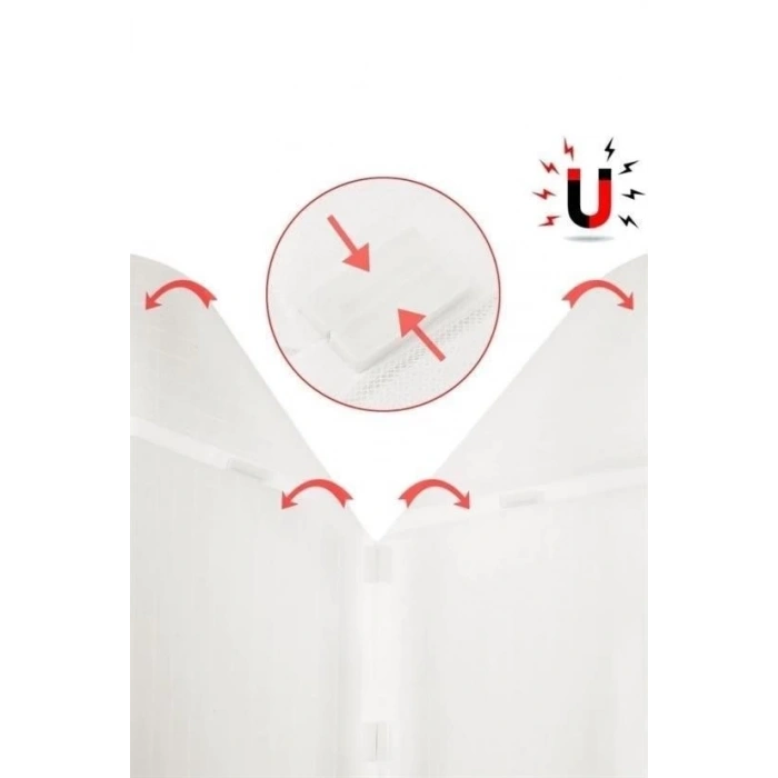 Pratik Manyetik Mıknatıslı Beyaz Kapı Pencere Sinekliği Tülü 90 x 210 cm