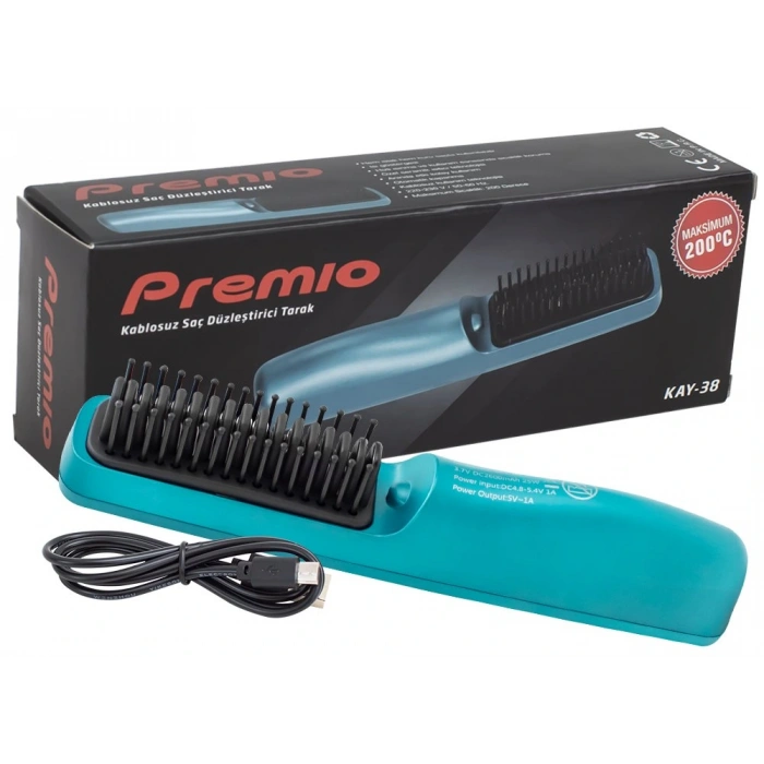 PREMIO KAY-38 ŞARJ GÖSTERGELİ KABLOSUZ TAŞINABİLİR SAÇ DÜZLEŞTİRİCİ TARAK (5047)