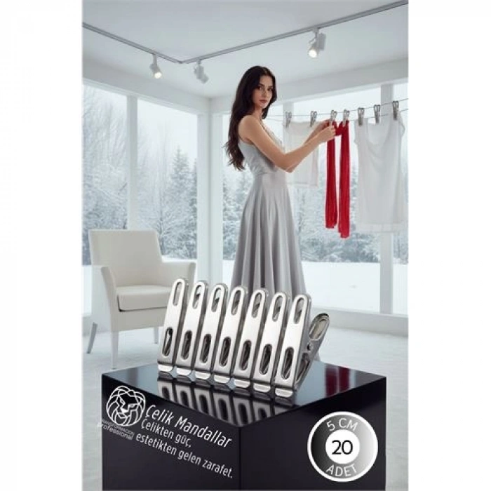 Premium Çelik Mandal Seti - 20lü Elite Seri, Endüstriyel Mukavemetli Çamaşır Mandalı