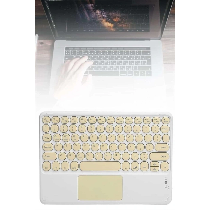 Mey İthalat® Profesyonel Wifi Q Klavye Bluetooth Klavye Touchpad 10.8 Inç