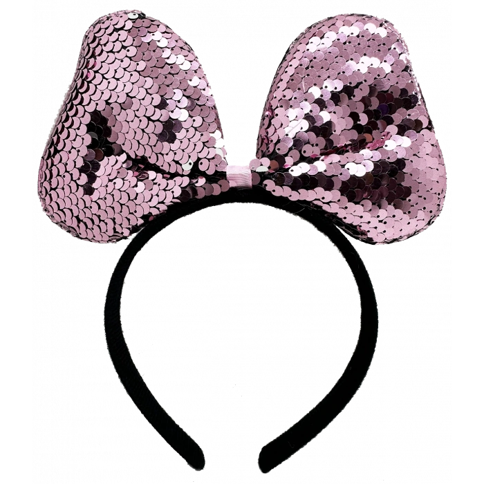 Renk Değiştiren Pullu Payetli Fiyonk Parti Tacı Pembe Gümüş Renk 20x16 cm (5047)