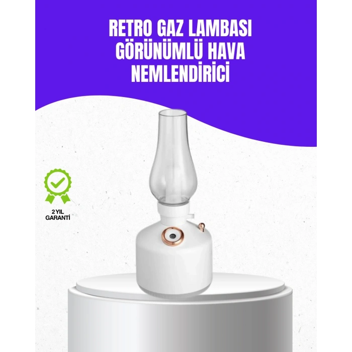 Mey İthalat® Retro Gaz Lambası Görünümlü Ledli Buhar Püskürtücü Aroma Difüzör