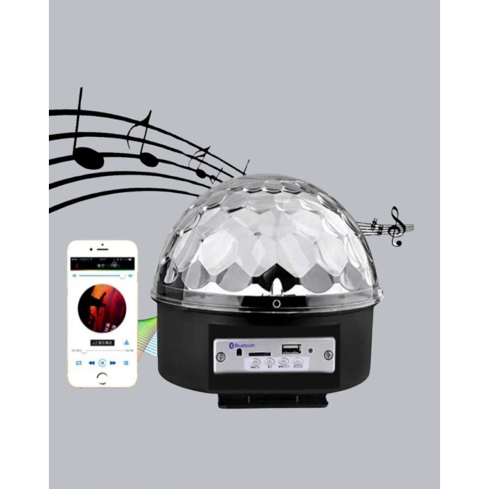 Mey İthalat® Ritim Hassasiyetli Bluetooth Hoparlörlü Disko Işığı Döner LED Efektli