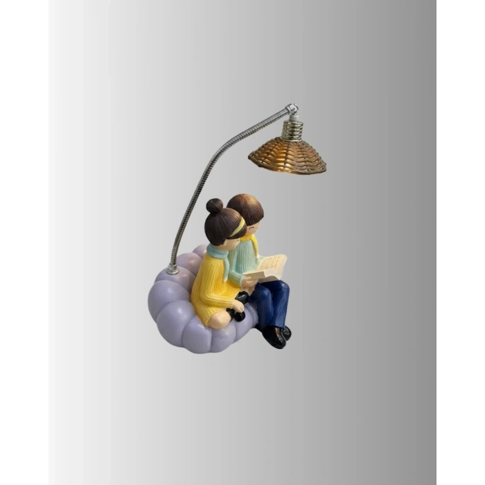 Mey İthalat® Romantik Çift Temalı Dekoratif Masa Lambası Yumuşak LED Işık