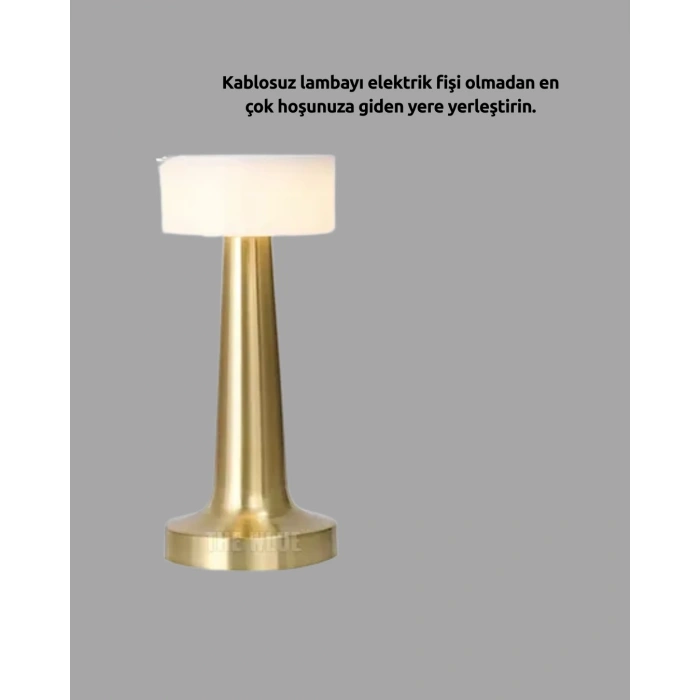 Mey İthalat® Şarj Edilebilir LED Masa Lambası – USB Girişli, Metal Yapı