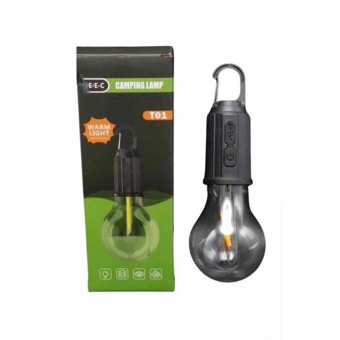 Mey İthalat® Şarjlı Dekoratif Kamp Lambası Askılı Ampul Led Işık Type-C Girişli