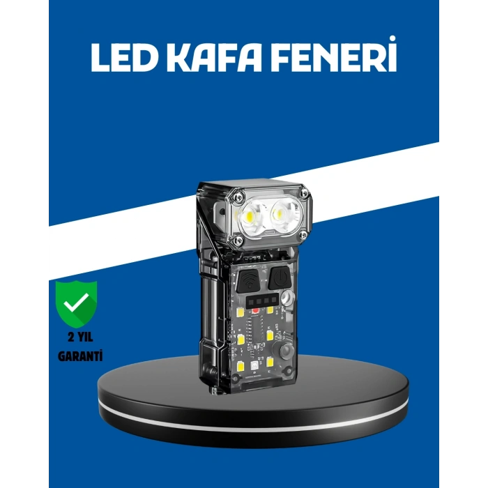 Mey İthalat® Şarjlı LED Kafa Lambası Manyetik Klipsli El Sensörlü Çok Fonksiyonlu