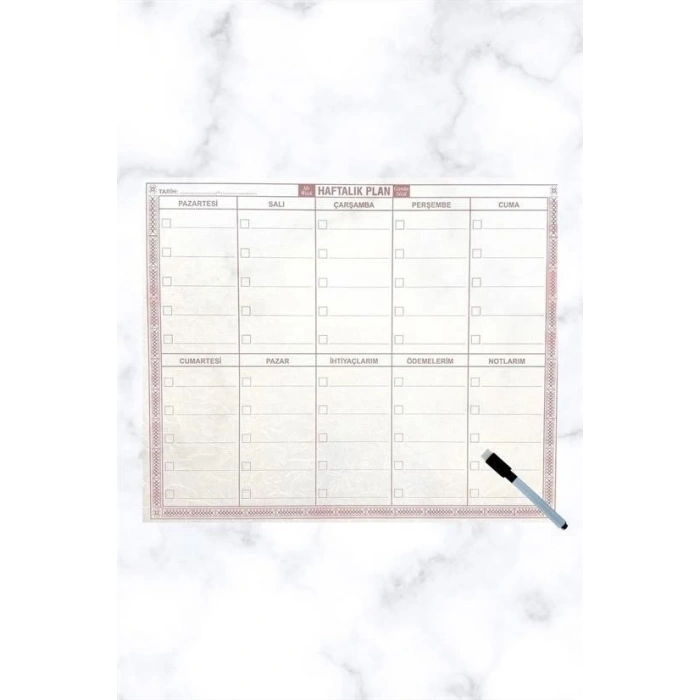 Şeffaf Kendiliğinden Yapışkanlı Kalemli Haftalık Planlayıcı 40cm-50cm