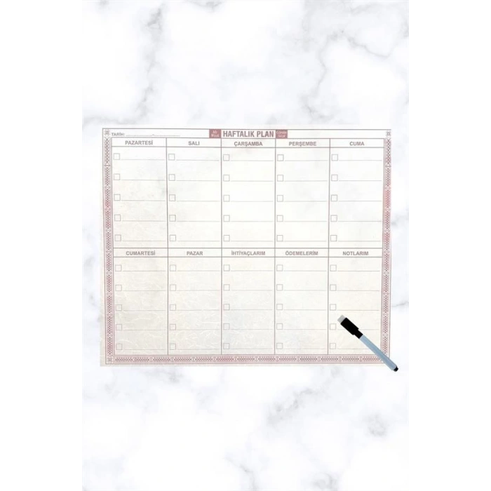 Şeffaf Kendiliğinden Yapışkanlı Kalemli Haftalık Planlayıcı 40cm-50cm (5047)