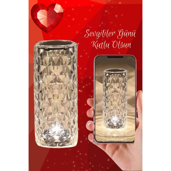 Mey İthalat® Sevgililer Gününe Özel Romantik Kristal Gece Lambası Sevgiliye Hediye