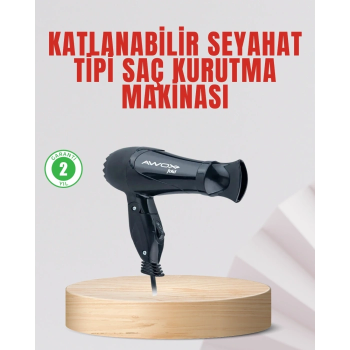 Mey İthalat® Seyahat Tipi Saç Kurutma Makinesi Katlanabilir Hafif Yapı
