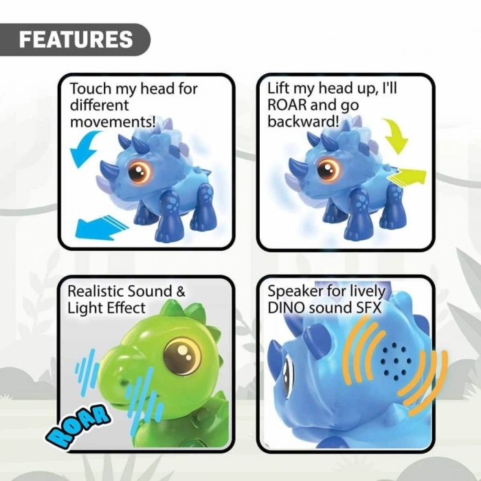 Mey İthalat®  SIL 88592 Silverlit Sesli ve Işıklı Elektronik Robot Dino Heads Up -Necotoys