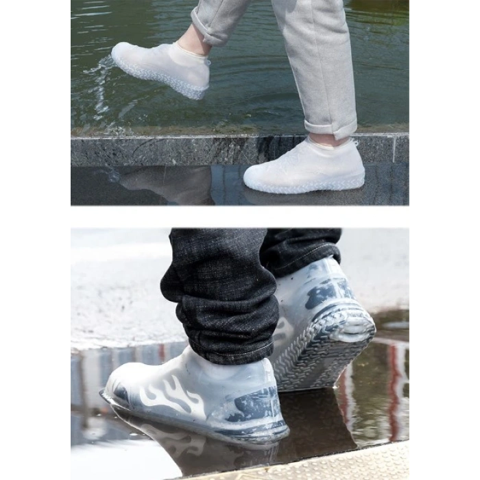 Silikon Ayakkabı Kılıfı Kaymaz Su Kir Geçirmez  M Beden Beyaz (5047)